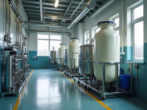 Dairy process water plant with softener and RO
