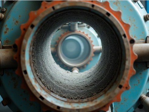End view of a pressure sand filter vessel